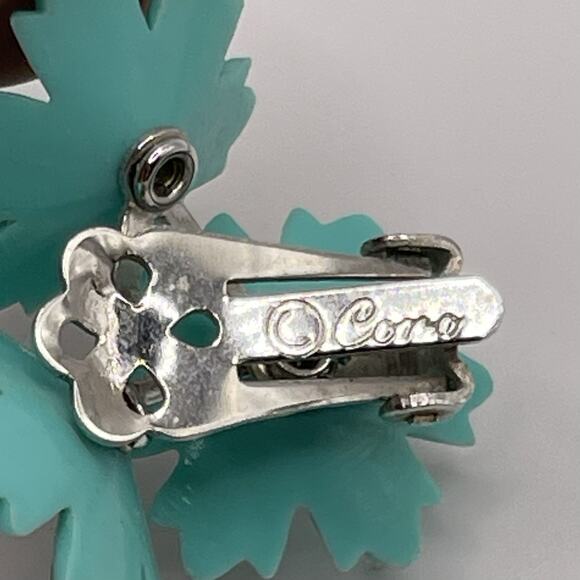 VTG Coro Daisy‎ Celluloid Aqua Blue AB Rhinestone Necklace 1950’s - Picture 4 of 5